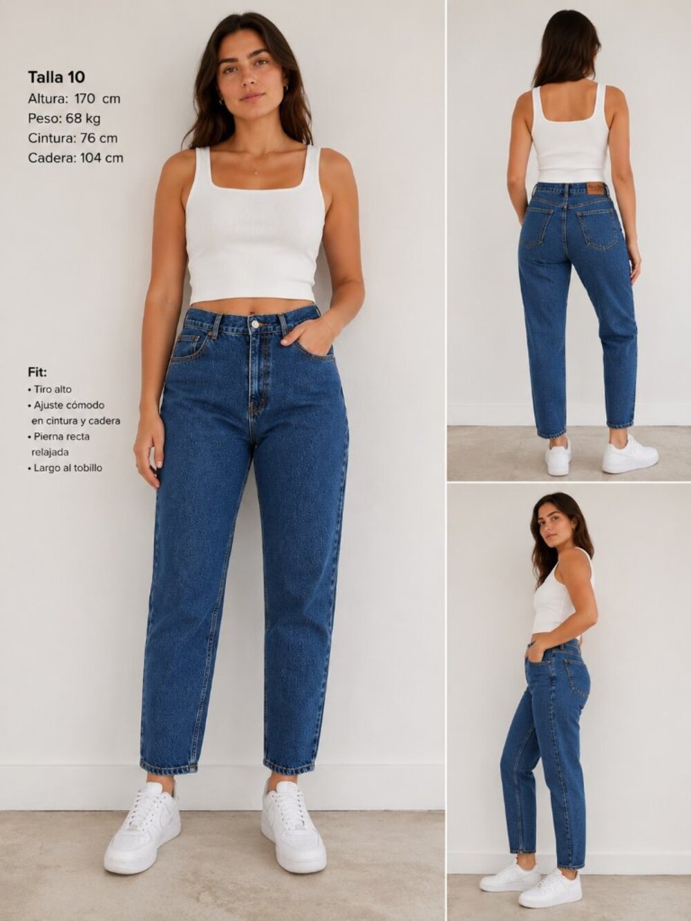 Pull&Bear Mom Jeans Azul Denim Cintura Alta